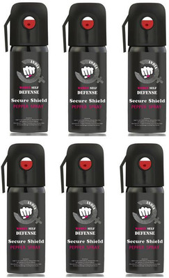 

SECURE SHIELD Women Self Defence Pepper Spray for Safety/Protection, Compact Size with Clip | Max Protection - 45 shots | 55 ml | Pack of 6 Pepper Stream Spray