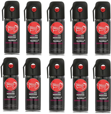 

SOLDIER Women Self Defence Pepper Spray for Safety/Protection, Compact Size with Clip | Max Protection - 45 shots | 60 ml | Pack of 10 Pepper Stream Spray