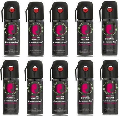 

COMMANDER Women Self Defence Pepper Spray for Safety/Protection, Compact Size with Clip | Max Protection - 45 shots | 60 ml | Pack of 10 Pepper Stream Spray