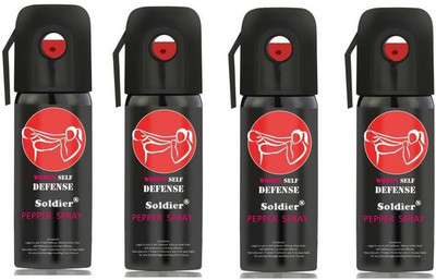 

SOLDIER Women Self Defence Pepper Spray for Safety/Protection, Compact Size with Clip | Max Protection - 45 shots | 60 ml | Pack of 4 Pepper Stream Spray