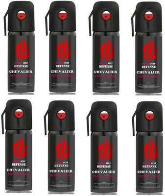 

CHEVALIER Women Self Defence Pepper Spray for Safety/Protection, Compact Size with Clip | Max Protection - 45 shots | 55 ml | Pack of 8 Pepper Stream Spray