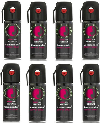 

COMMANDER Women Self Defence Pepper Spray for Safety/Protection, Compact Size with Clip | Max Protection - 45 shots | 60 ml | Pack of 8 Pepper Stream Spray