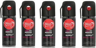 

SOLDIER Women Self Defence Pepper Spray for Safety/Protection, Compact Size with Clip | Max Protection - 45 shots | 60 ml | Pack of 5 Pepper Stream Spray