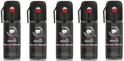 

SECURE SHIELD Women Self Defence Pepper Spray for Safety/Protection, Compact Size with Clip | Max Protection - 45 shots | 55 ml | Pack of 5 Pepper Stream Spray