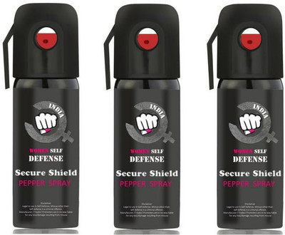 

SECURE SHIELD Women Self Defence Pepper Spray for Safety/Protection, Compact Size with Clip | Max Protection - 45 shots | 55 ml | Pack of 3 Pepper Stream Spray