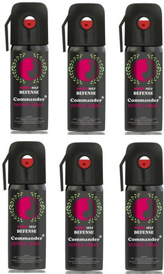 

COMMANDER Women Self Defence Pepper Spray for Safety/Protection, Compact Size with Clip | Max Protection - 45 shots | 60 ml | Pack of 6 Pepper Stream Spray