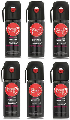 

SOLDIER Women Self Defence Pepper Spray for Safety/Protection, Compact Size with Clip | Max Protection - 45 shots | 60 ml | Pack of 6 Pepper Stream Spray