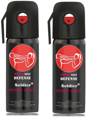 

SOLDIER Women Self Defence Pepper Spray for Safety/Protection, Compact Size with Clip | Max Protection - 45 shots | 60 ml | Pack of 2 Pepper Stream Spray