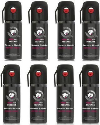 

SECURE SHIELD Women Self Defence Pepper Spray for Safety/Protection, Compact Size with Clip | Max Protection - 45 shots | 55 ml | Pack of 8 Pepper Stream Spray