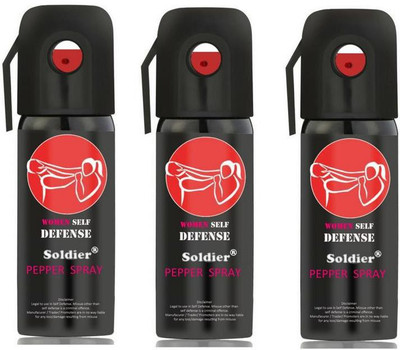 

SOLDIER Women Self Defence Pepper Spray for Safety/Protection, Compact Size with Clip | Max Protection - 45 shots | 60 ml | Pack of 3 Pepper Stream Spray