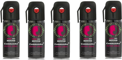 

COMMANDER Women Self Defence Pepper Spray for Safety/Protection, Compact Size with Clip | Max Protection - 45 shots | 60 ml | Pack of 5 Pepper Stream Spray
