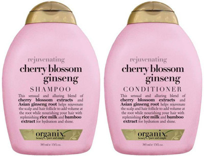 ogx Rejuvenating Cherry Blossom Ginseng Shampoo & COnditioner Combo 385 Ml(385 ml)