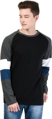 KALT Colorblock Men Round Neck Black, Grey T-Shirt