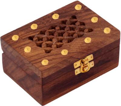 

Craft Art India Beautiful Rectangular Small Wooden Jewellery Box with Handcrafted Stars Jewellery Vanity Box(Brown)