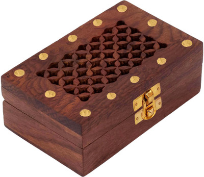 

Craft Art India Beautiful Rectangular Small Wooden Jewellery Box with Handcrafted Stars Jewellery Vanity Box(Brown)
