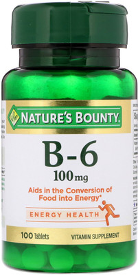 

Nature's Bounty Vitamin B-6, 100 mg, 100 Tablets NRT-00650(100 No)