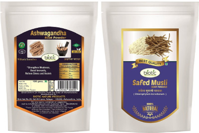 

biotic Ashwagandha & Safed Musli Powder (Ashwagandha and Safed Musli) -Combo 100 g Each(200 g)