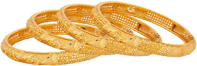 Voylla Brass Cubic Zirconia Gold-plated Bangle Set(Pack of 4)