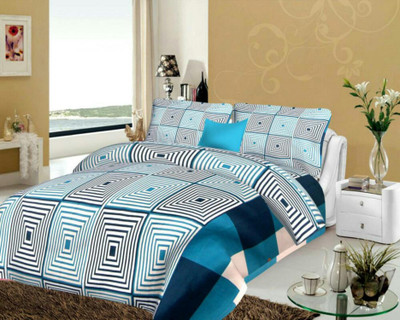 VAS COLLECTIONS 140 TC Polycotton Double Printed Flat Bedsheet(Pack of 1, Multicolor)