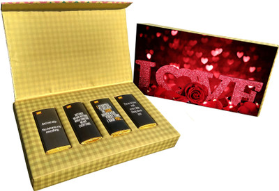

Innovative Valentine Chocolate with Valentine messages gift Love Bars(Pack of 4, 220 g)