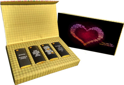 

Innovative Valentine Chocolate with Valentine messages gift for her Bars(Pack of 4, 220 g)