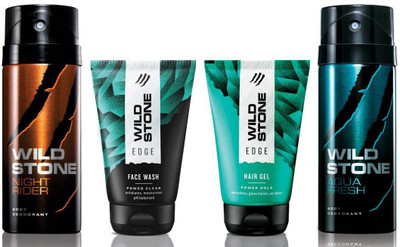 

Wild Stone Edge Facewash, Edge Hairgel, Night Rider and Aqua Fresh 150 ml Deodorant(Set of 4)