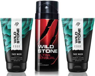 

Wild Stone 2 Edge Facewash and Ultra Sensual 150 ml Deodorant(Set of 3)
