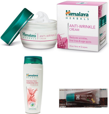 

Himalaya INTENSIVE FACE LOTION, ANTI WRINKLE CREAM, COCA BUTTER LIP BALM(Set of 3)