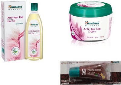 

Himalaya ANTI HAIR FALL OIL, ANTI HAIR FALL CREAM, COCA BUTTER LIP BALM(Set of 3)