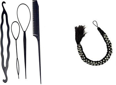 

S R Enterprises hair fashion chotti extension and diy kit juda maker [pack of 5pcs](Set of 5)