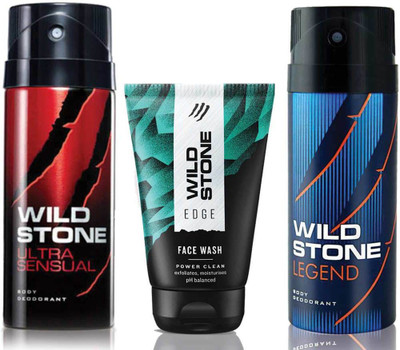 

Wild Stone Edge Facewash, Ultra Sensual and Legend 150 ml Deodorant(Set of 3)