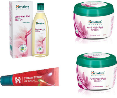 

Himalaya Anti Hair Fall Oil, Anti Hair Fall Cream, Strawberry Lip Balm(Set of 4)