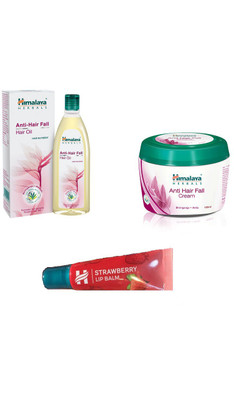 

Himalaya ANTI HAIR FALL OIL, ANTI HAIR FALL CREAM, STRAWBERRY LIP BALM(Set of 3)