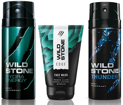 

Wild Stone Edge Facewash, Hydra Energy and Thunder 150 ml Deodorant(Set of 3)
