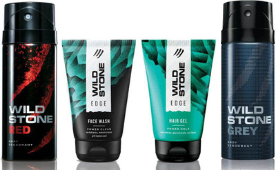 

Wild Stone Edge Facewash, Edge Hairgel, Red and Grey 150 ml Deodorant(Set of 4)