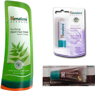 

Himalaya natural intensive lip balm,coca butter lip balm, neem face wash(Set of 3)