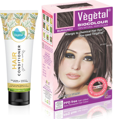 

Vegetal io Hair Colour Plus Conditioner 100G Combo Set, 150G, Burgundy(Set of 1)