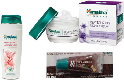 

Himalaya Intensive Face Moisturzing Lotion, Revitalizing Night Cream, Cocoa Butter Lip Balm(Set of 3)