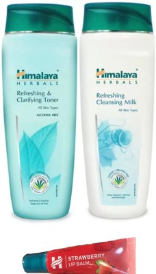 

Himalaya refreshing milk,refreshing toner.strawberry lip balm(Set of 3)