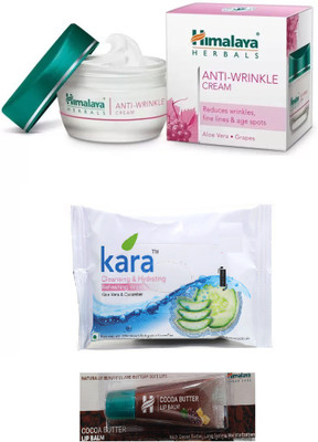 

Himalaya ANTI WRINKLE CREAM, KARA FACIAL WIPES, COCA BUTTER LIP BALM(Set of 3)