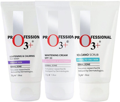 

O3+ Gold Combo 4 - Lightening & Calming Face Wash,Volcano Scrub,Whitening Cream Spf30(Set of 3)