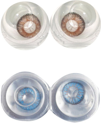 Sparkle Eye Combo Pack Blue & Brown Monthly Contact Lens(0, Blue, Brown, Pack of 4)