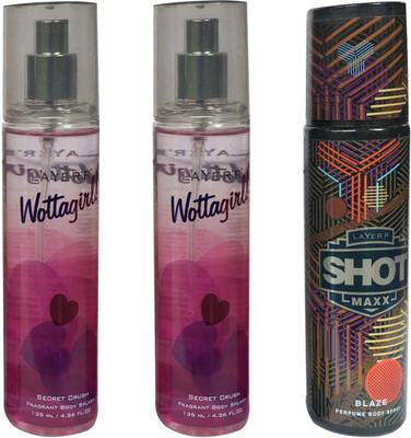 

LAYER'R BLAZE AND SECRET CRUSH (PACK OF 3) Body Spray - For Men & Women(405 ml, Pack of 3)