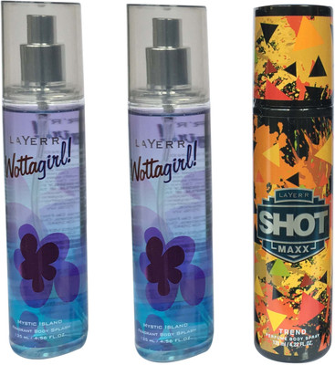 

LAYER'R TREND AND MYSTIC ISLAND (PACK OF 2) Body Spray - For Men & Women(135 ml, Pack of 3)