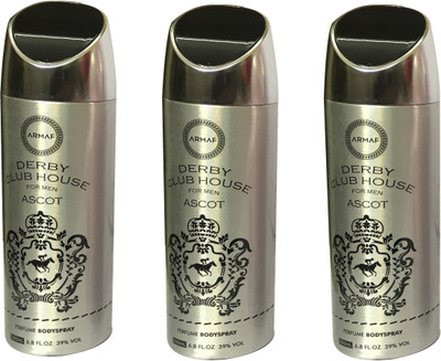 

Armaf DERBY CLUB HOUSE ASCOT (PACK OF 3) Body Spray - For Men(200 ml, Pack of 3)