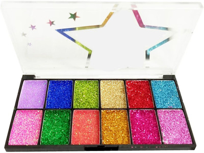 

beautyhub s.f.r professional glitter eye shadow imported 12 shades 21.88 g(Multicolor)