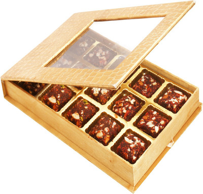 

Ghasitaram Gifts Hampers Golden Leather Finish 15 pcs Sugarfree Dates and Figs Bites Box Combo(2)