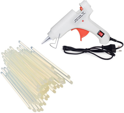 CRAFTYGUN 20 WATT FD-20W WHITE GLUE GUN (ON OFF SWITCH&INDICATOR) 40 ADHESIVE HOT GLUE STICKS Standard Temperature Corded Glue Gun(7 mm)