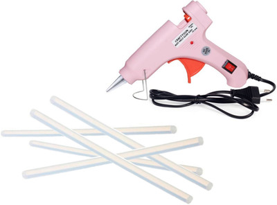 CRAFTYGUN 20 WATT FD-20W PINK GLUE GUN (ON OFF SWITCH&INDICATOR) 5 ADHESIVE HOT GLUE STICKS Standard Temperature Corded Glue Gun(7 mm)