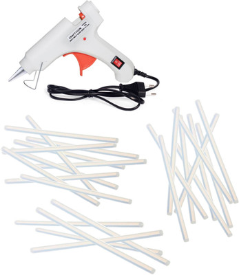 CRAFTYGUN 20 WATT FD-20W WHITE GLUE GUN (ON OFF SWITCH&INDICATOR) 25 ADHESIVE HOT GLUE STICKS Standard Temperature Corded Glue Gun(7 mm)